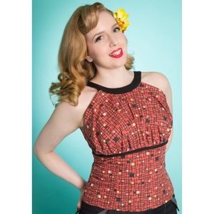 Miss Fortune mid century print top